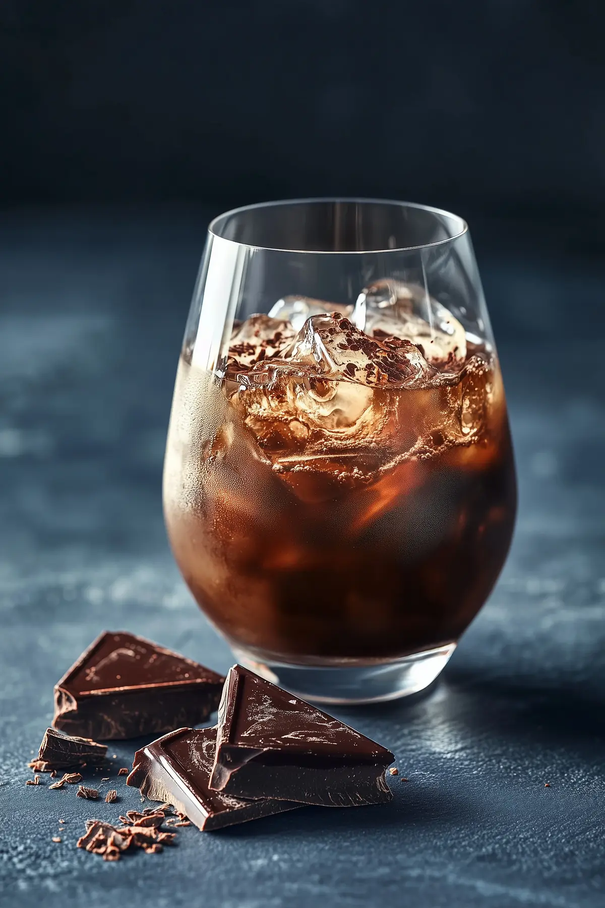 A glass of mocha iced coffee