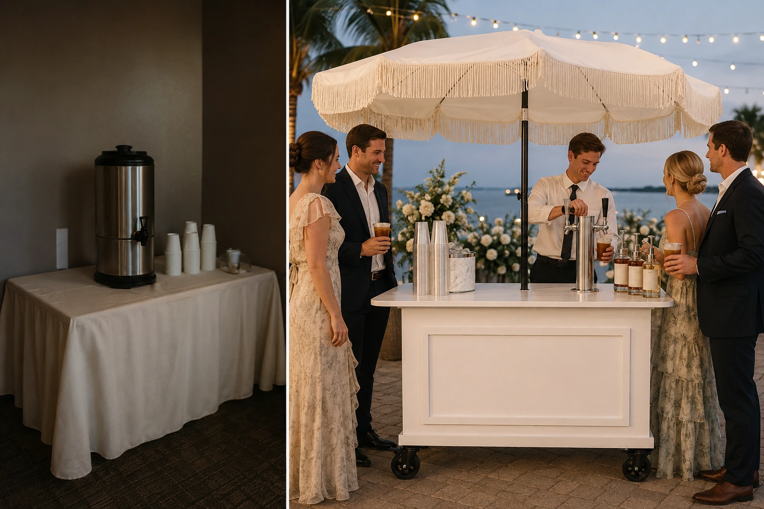 Wedding coffee cart — before/after